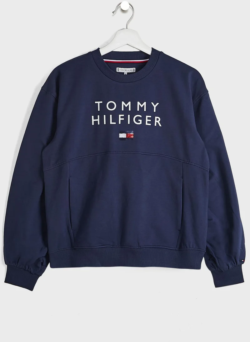 TOMMY HILFIGER Kids Pleated Sleeve Sweatshirt