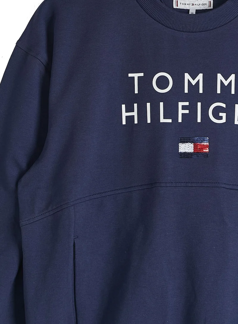TOMMY HILFIGER Kids Pleated Sleeve Sweatshirt