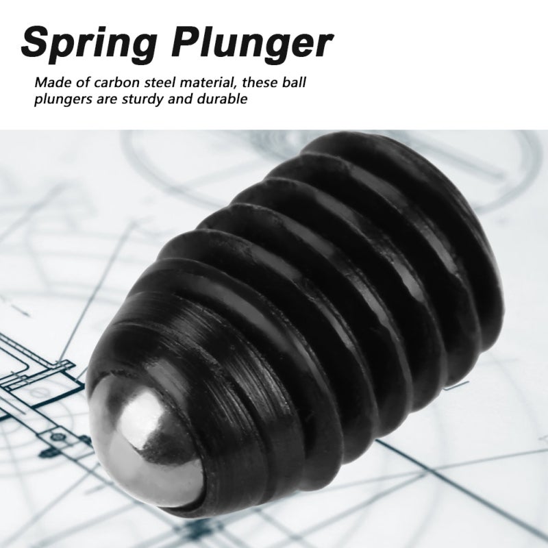 M6 Ball Plungers: 10-Piece Carbon Steel Construction - Sturdy Durable Hex Socket Plungers for Mechanical Devices, Molds, Automatic Machines & Positioning Projects - Image 3