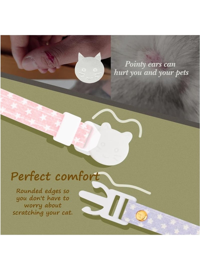 Generic 2 Pack Cotton Breakaway Cat Collars with Bell Pink and Gray Egg Cat Paw Pendant Cute and Safe Collar for Girl and Boy Cats  - Image 3