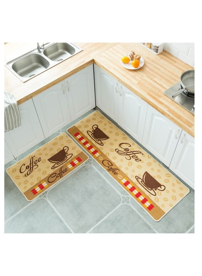 Y&D Bestdeal decorative kitchen rugs 2 pieces non-slip rubber backing doormat runner area mats sets, grey (40X60+40X120cm) 