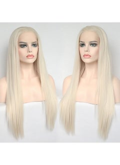 Platinum Blonde Lace Front Wigs Synthetic Silky Straight Hair For Fashion Women Blonde Replacement Wigs Half Hand Tied Natural Hairline 22Inch (Platinum Blonde,Straight, 22 Inch) - pzsku/ZB28FA8B12302072CED7CZ/45/_/1733730355/4de5a033-35fe-4f6e-8c5f-b3f9fe90bf83