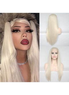 Platinum Blonde Lace Front Wigs Synthetic Silky Straight Hair For Fashion Women Blonde Replacement Wigs Half Hand Tied Natural Hairline 22Inch (Platinum Blonde,Straight, 22 Inch) - pzsku/ZB28FA8B12302072CED7CZ/45/_/1733730358/e581e93c-e1c5-4dad-9b1b-0cd4fcda8822