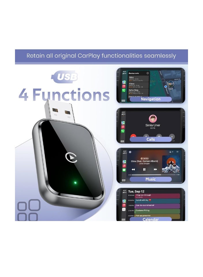 Wireless CarPlay Adapter – Convert Wired to Wireless CarPlay, Plug & Play with USB-A & Type-C, Stable and Fast Connection - Image 4