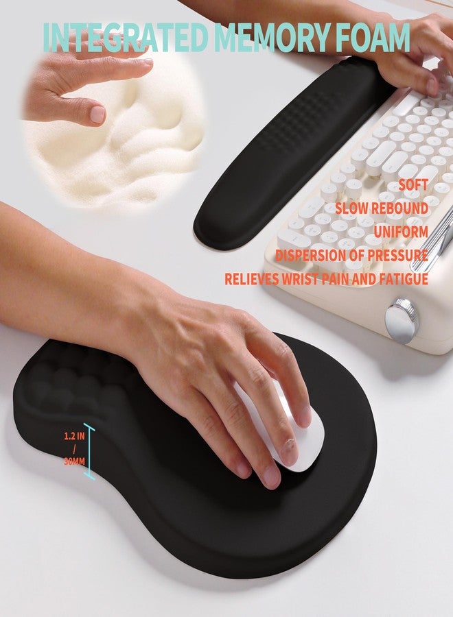 KUOSGM 2-in-1 Ergonomic Set, Wave Rise Keyboard Wrist Rest and Massage Bulge Slope Mouse Pad Wrist Support, Cushion Memory Foam Integrated to Relieve Wrist Pain, Black - Image 4