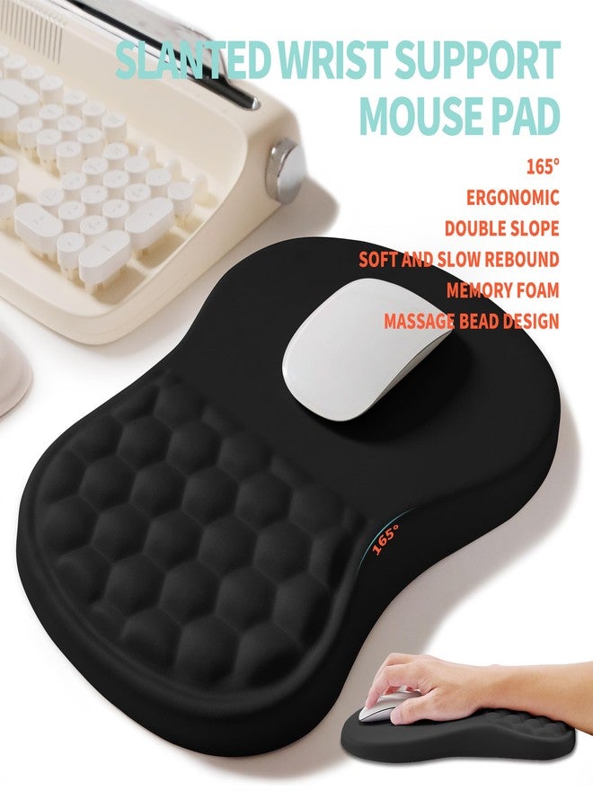 KUOSGM 2-in-1 Ergonomic Set, Wave Rise Keyboard Wrist Rest and Massage Bulge Slope Mouse Pad Wrist Support, Cushion Memory Foam Integrated to Relieve Wrist Pain, Black - Image 3