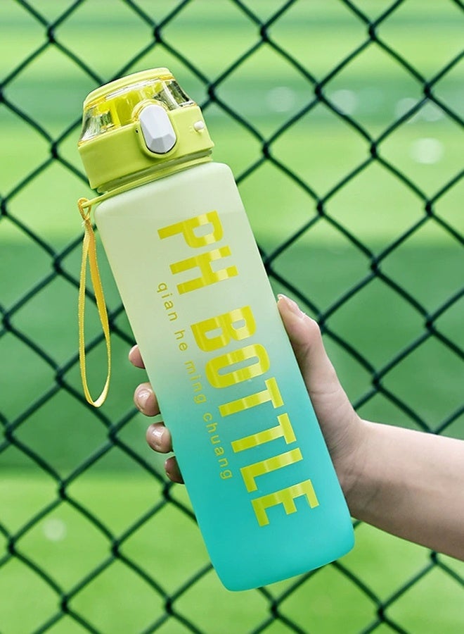 جيوان غلاية محمولة تدرج متجمد 1000ml الرياضة واللياقة البدنية كوب الماء 1L فلورسنت الأصفر - Image 2