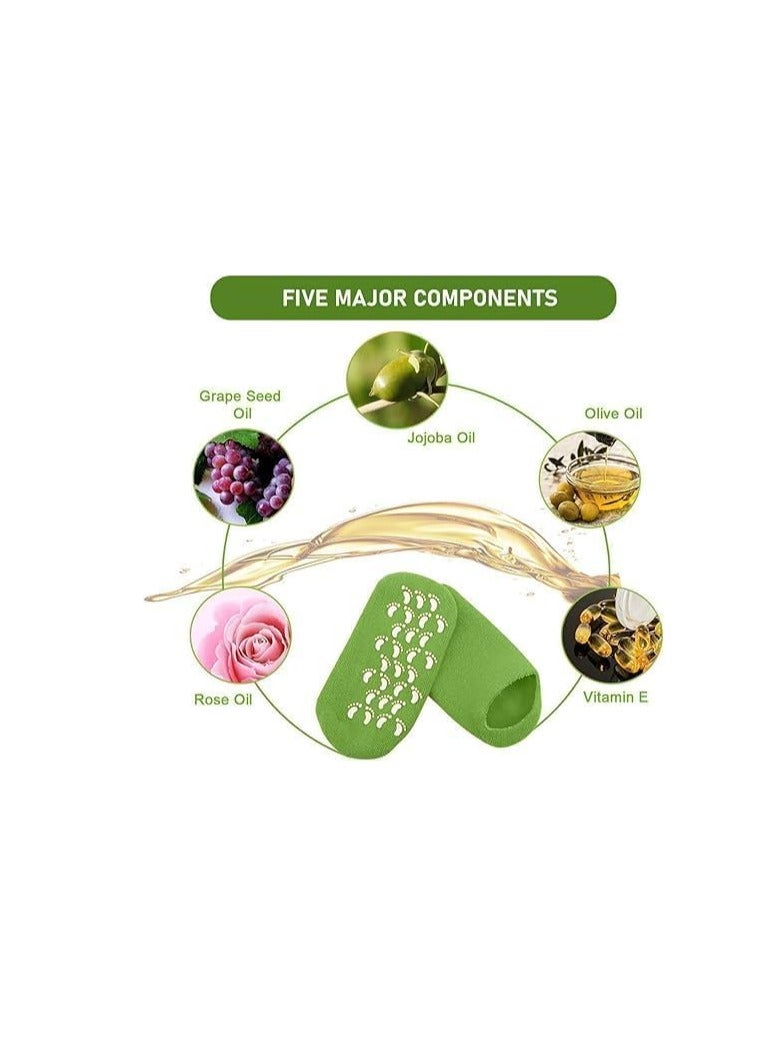 SPA Gel Moisturizing Socks Skin Care Deep Moisturizing, Repairing Cracks, Softening Feet with High Quality Mineral Oils M (Green) - Image 2