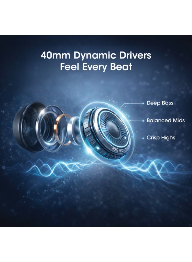 Xcell HS314 Passive Noise Cancelling Wireless Headphones with FM Radio | 15 Hours Play| 40mm Drivers | BT 6.0 | Auto-Tuning FM | Type-C Charging | Hands-Free Calling | 200 Hours Standby- Black - Image 5