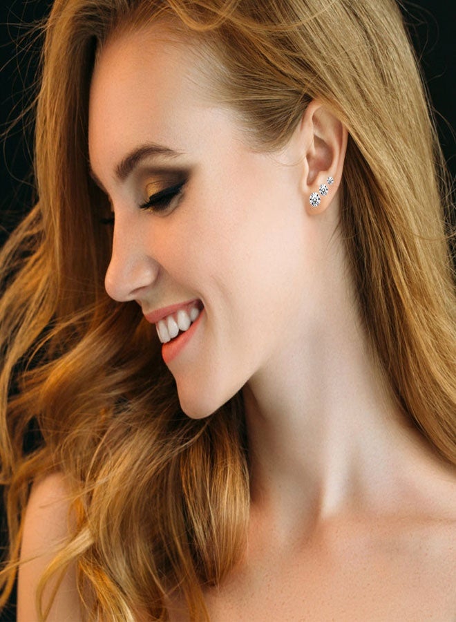 وهاواي 6 Pairs Stud Earrings Set for Women and Girl, Hypoallergenic Cubic Zirconia 316L Earrings Stainless Steel CZ Earrings 3-8mm - Image 5