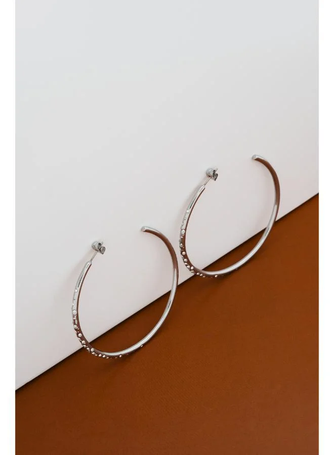 Karen Millen Crystal Sprinkle Large Hoop Earrings