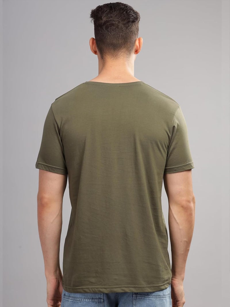 ADRO Men's Olive Graphic Printed T-Shirt with 'RARE' Design - Image 4