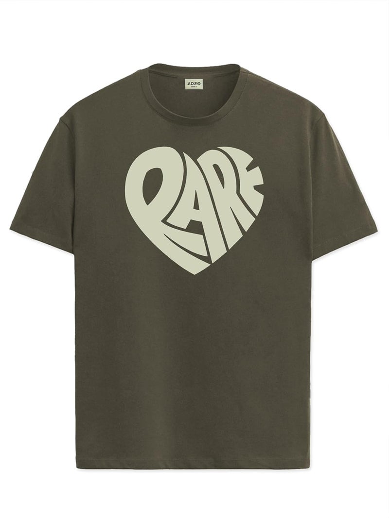 ADRO Men's Olive Graphic Printed T-Shirt with 'RARE' Design - Image 1