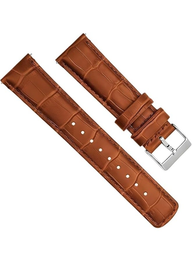 22mm Genuine Leather Replacement Watch Band Compatible with Samsung Watch, Huawei Watch 3, Gear S3, Huawei Watch 3/3 Pro/GT2 (46mm)/GT2 Pro/GT2e - Brown - Image 5