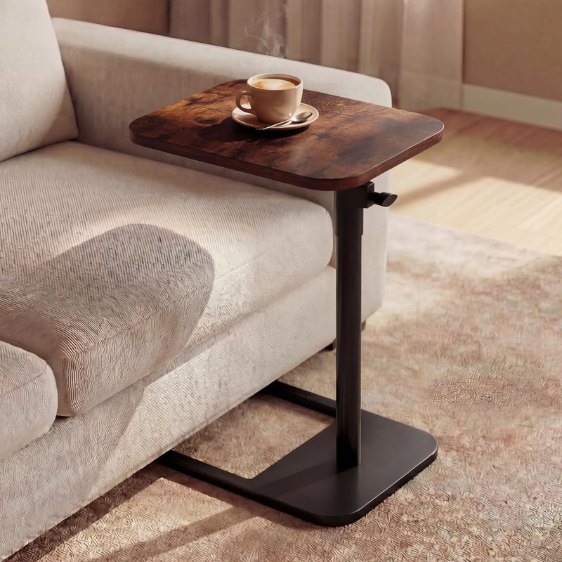 YUHFERA 360Â° Swivel Sofa Tray Table for Couch Arm - Height Adjustable Rotatable End Table for Bed or Chair with Phone & Tablet Slots, TV Tray Table, Side Table Tray for Small Spacesï¼ˆRichï¼‰ - Image 1