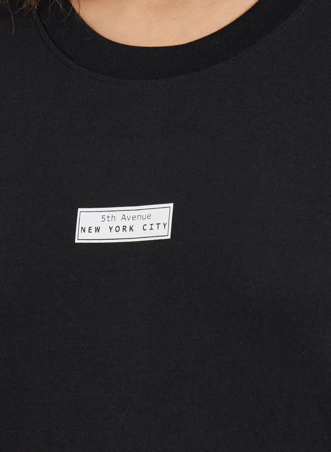 Styli Cotton Jersey Regular Fit T-Shirt with Taping Detail