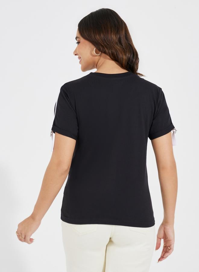 Styli Cotton Jersey Regular Fit T-Shirt with Taping Detail - Image 5
