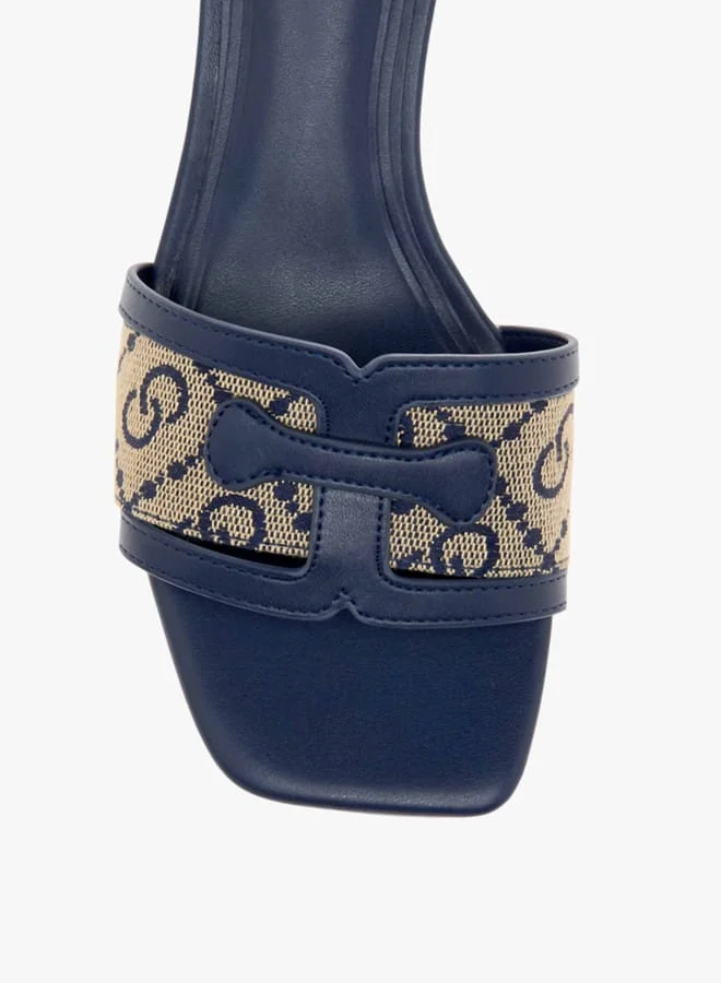 Celeste Women's Logo Detail Slip-On Sandals with Kitten Heels