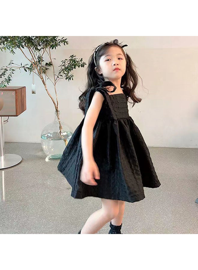 Girls' Lovely Princess Dress Lotus Leaf Hem Summer Sleeveless Lace Up  - Image 5