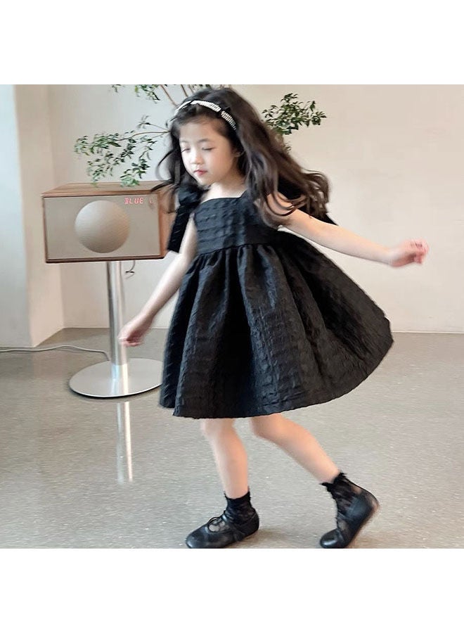 Girls' Lovely Princess Dress Lotus Leaf Hem Summer Sleeveless Lace Up  - Image 3