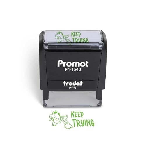 Promot Teacher Stamp - Self Inking Teacher Stamps for Kids, Classroom, or Homeschool Use - Encouraging “Keep Trying” Feedback Tool for Teachers, Grading Stamps for Teachers & Rewards - Image 1