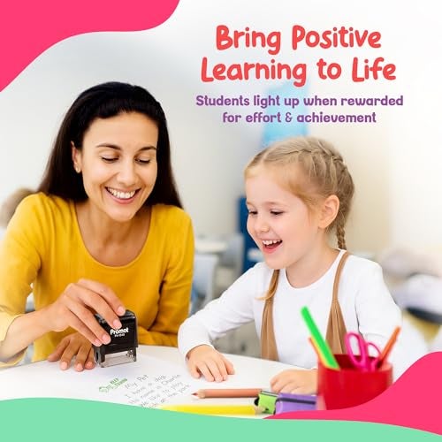 Promot Teacher Stamp - Self Inking Teacher Stamps for Kids, Classroom, or Homeschool Use - Encouraging “Keep Trying” Feedback Tool for Teachers, Grading Stamps for Teachers & Rewards - Image 3
