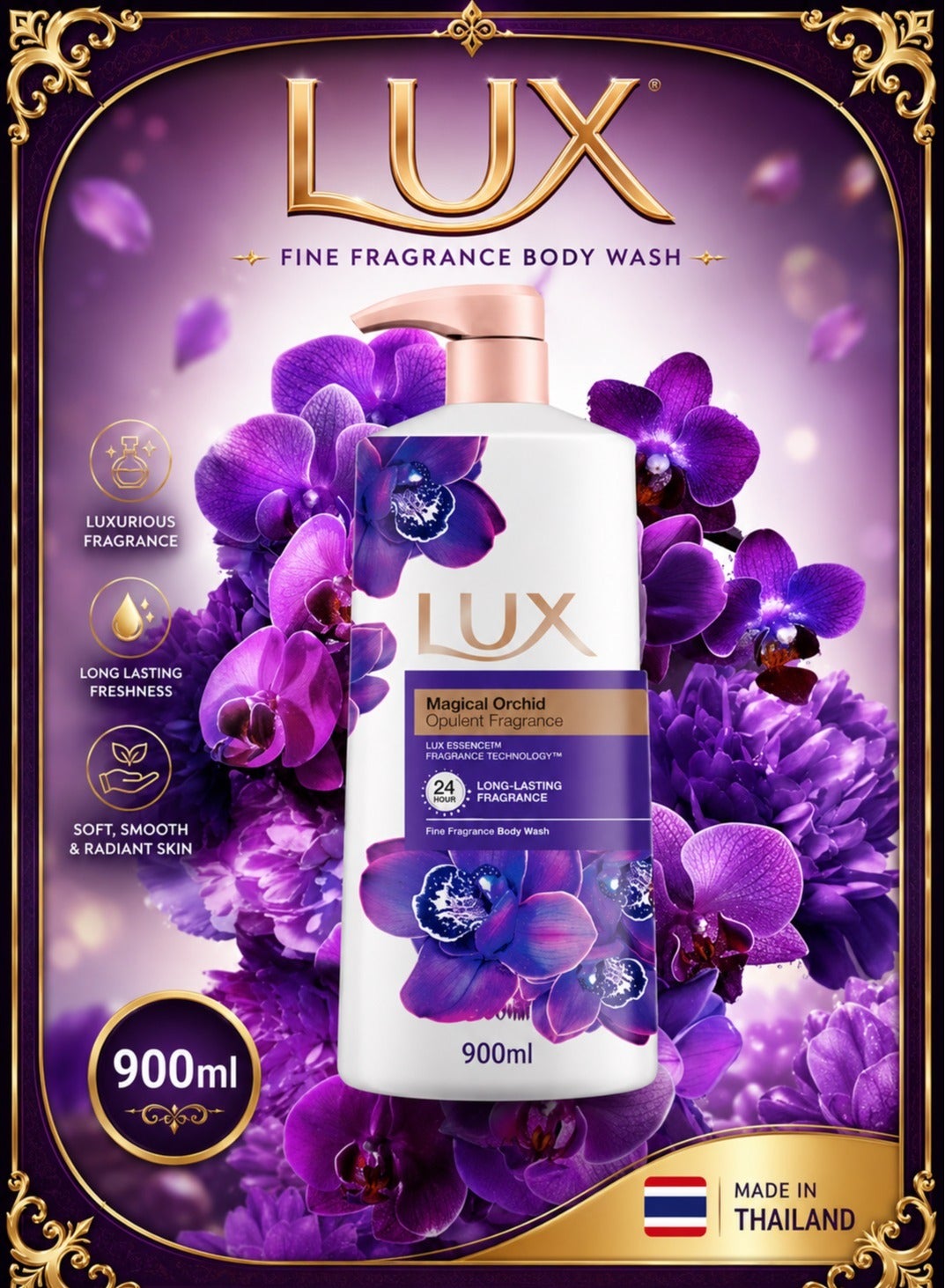 Lux Magical Orchid Opulent Fragrance 24 Hours Long Lasting Body Wash 900 ml