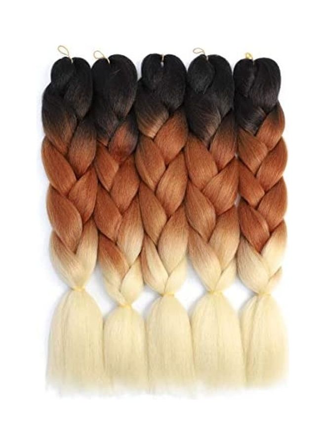 NIBEMINENT 5-Pieces Jumbo Braiding Hair Extension Set Beige/Balck/Brown 55inch