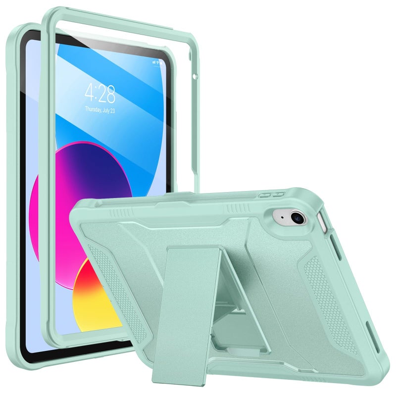 Soke Case for iPad A16 11th Generation 11inch 2025 iPad 10th Generation 109inch 2022 with Builtin Screen Protector and Kickstand Rugged Full Body Protective Cover Green