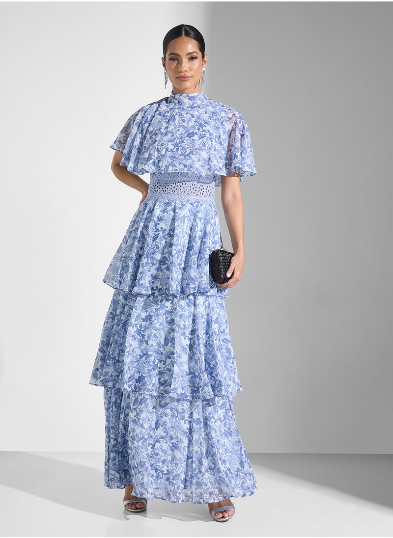 True Decadence - Floral Print High Neck Dress - Image 1