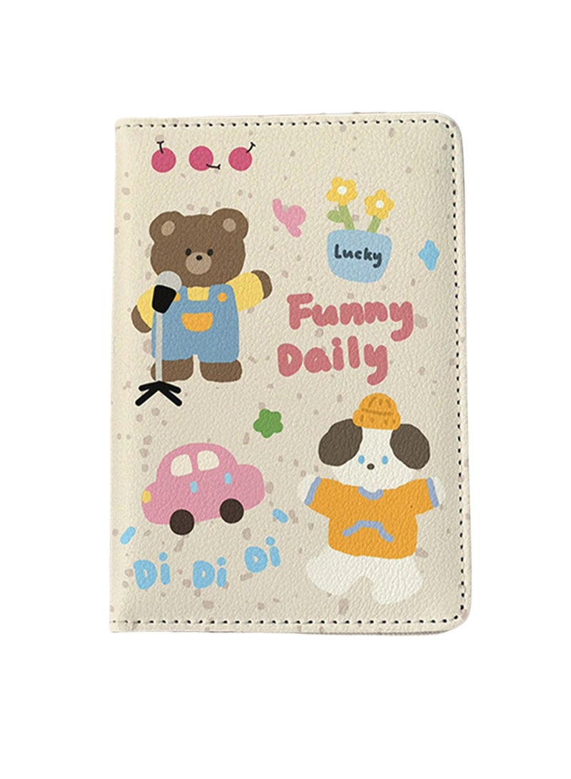 Cartoon Pet 2 Passport Holder Multi-Function Card Holder Passport Protection Cover, Id Card Storage Cover Boy And Girl Card Holder Pu Leather Travel Id Card Holder, Travel Accessories - Image 1