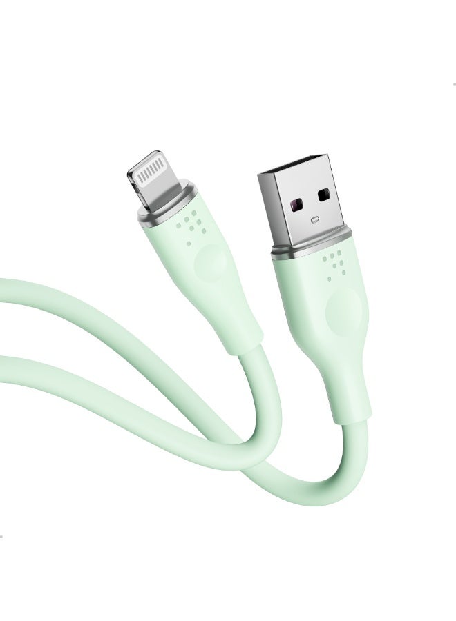 iPhone Fast Charging USB-A to Lightning Cable – 1.2m, 3A, Zinc Alloy Connector, Durable & Flexible, Withstands 25,000+ Bends and 10,000+ Plug Tests, Tangle-Free, High-Speed Data Sync, Compatible with iPhone 14/14 Pro/14 Pro Max/14 Plus/13/12/11/XS/XR/X/8 Plus, iPad – Green
