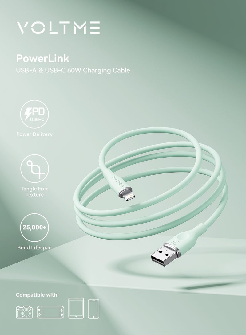 VOLTME USB-A to Lightning Fast Charging Cable Compatible with iPhone 14/14 Pro/14 Pro Max/14 Plus/13/12/11/XS/XR/X/8 Plus – (1.2m) 3A, Zinc Alloy Connector, Withstands Over 25,000 Bending Tests and 10,000 Plug and Plug Tests, Tangle-Free, High-Speed ​​Data Transfer, Compatible with iPhone and iPad – Green - Image 2