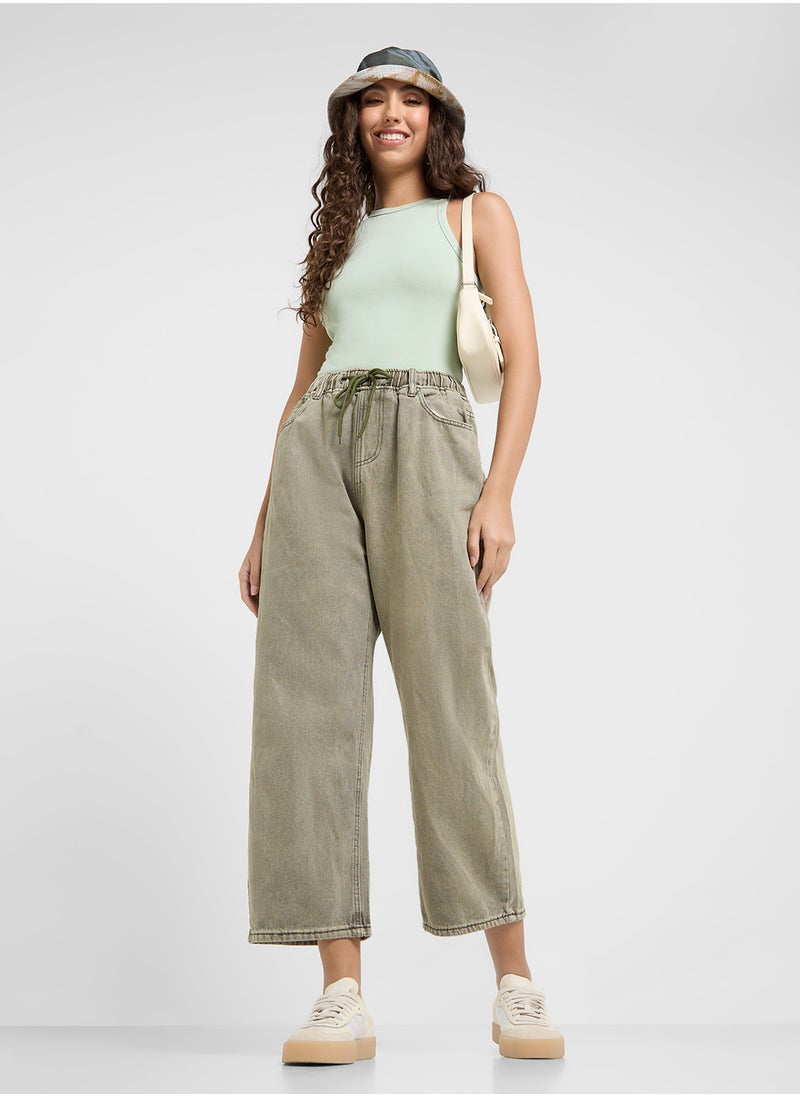 Ginger Washed Vintage Style Wide Leg Denim  - Image 1