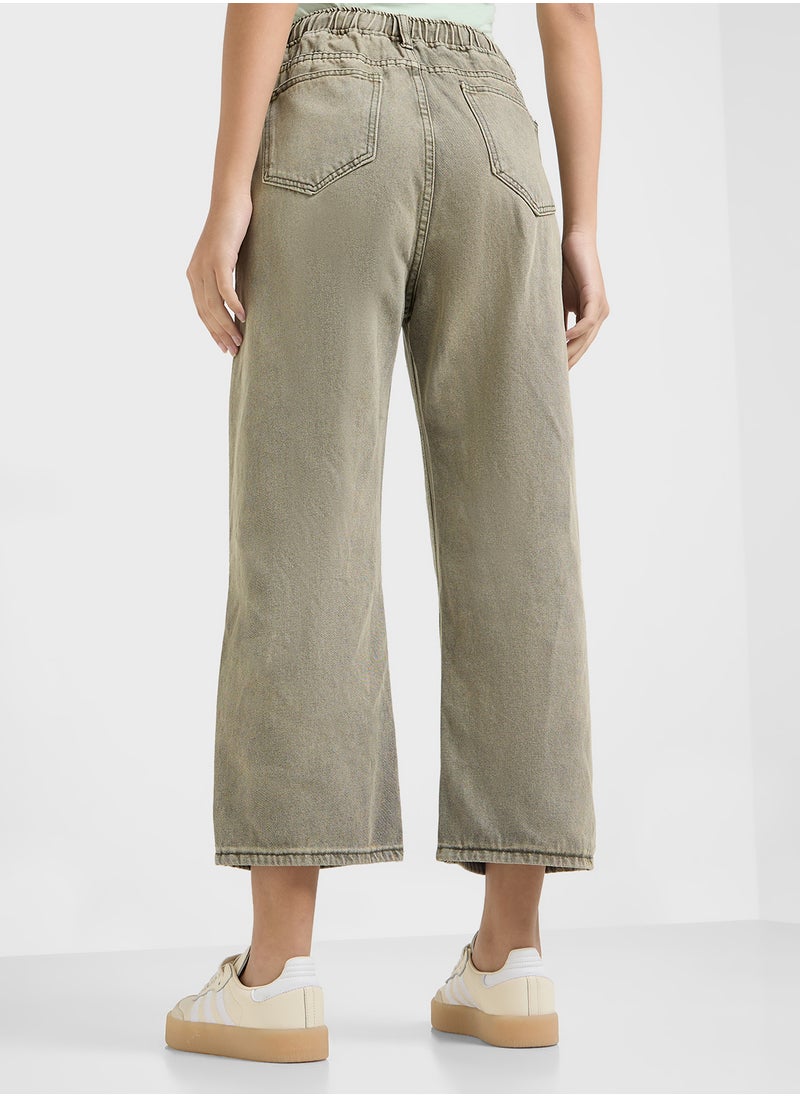Ginger Washed Vintage Style Wide Leg Denim  - Image 3