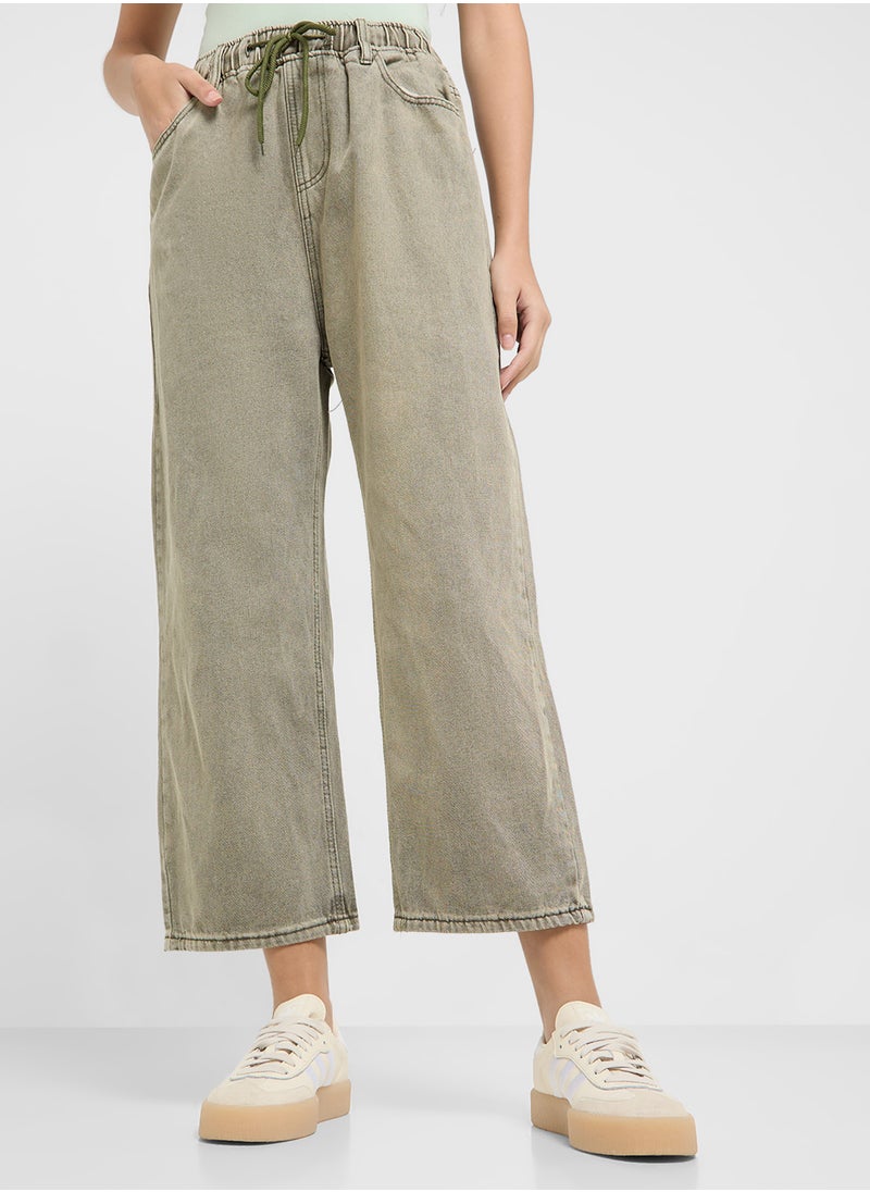 Ginger Washed Vintage Style Wide Leg Denim  - Image 2