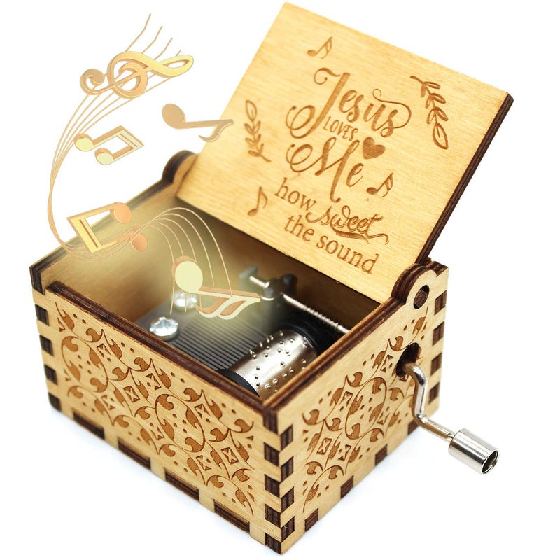ukebobo Wooden Music Box  Jesus Loves Me Music Box Gifts for Christian Woman Kids  1 Set06