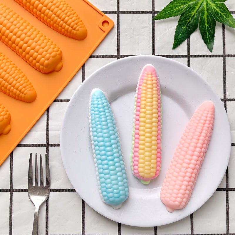 Set Of 6 Hole Corn Shape Silicone Molds for Baking Mousse Cakes Orange - Image 5