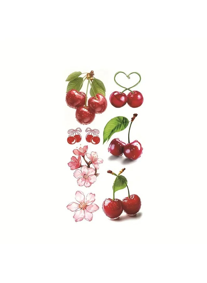 شي إن تاتو مؤقت مقاوم للماء – ملصقات وشم للشفاه والكرز والفيونكات بتصاميم لطيفة وعصرية، مناسبة للجسم والوجه للنساء والرجال - Image 1