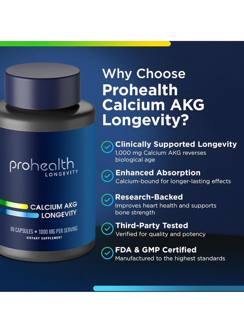 ProHealth Longevity Calcium AKG Supplement, 1000 mg, 60 Capsules - Image 3