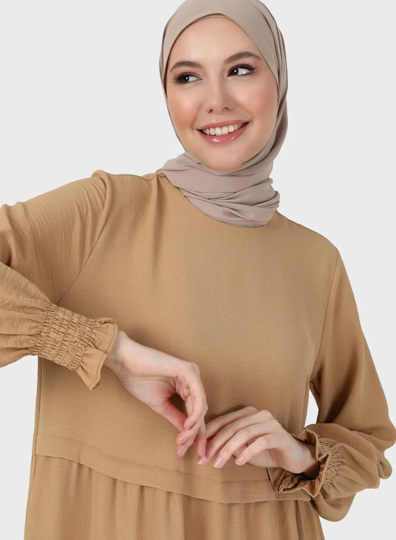 Refka by modanisa Ruched Sleeve Tiered Dress