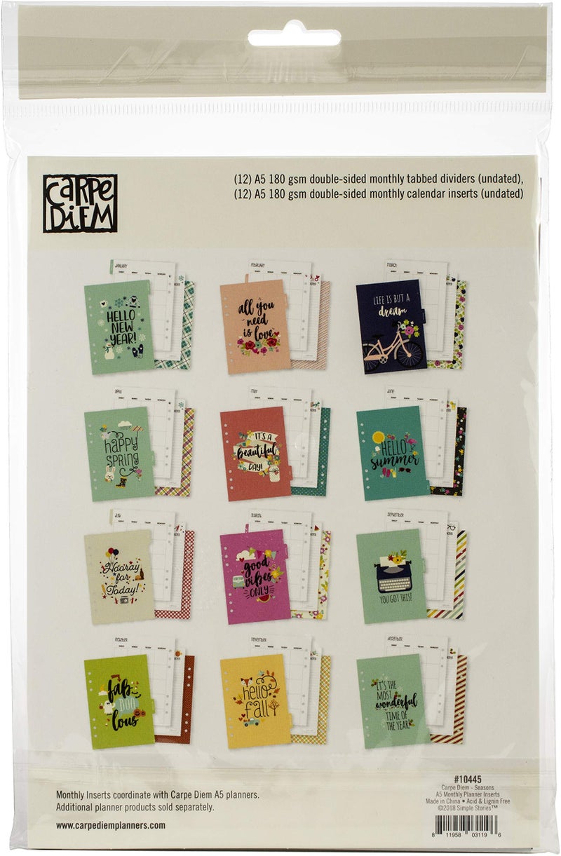 Simple Stories Carpe Diem Seasons Double-Sided A5 Planner Inserts-Monthly, Undated - Image 3