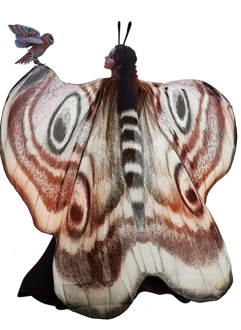 Moth Wings Butterfly Shawl Cape Costume Accessory with Headband for Women Girl - Image 1