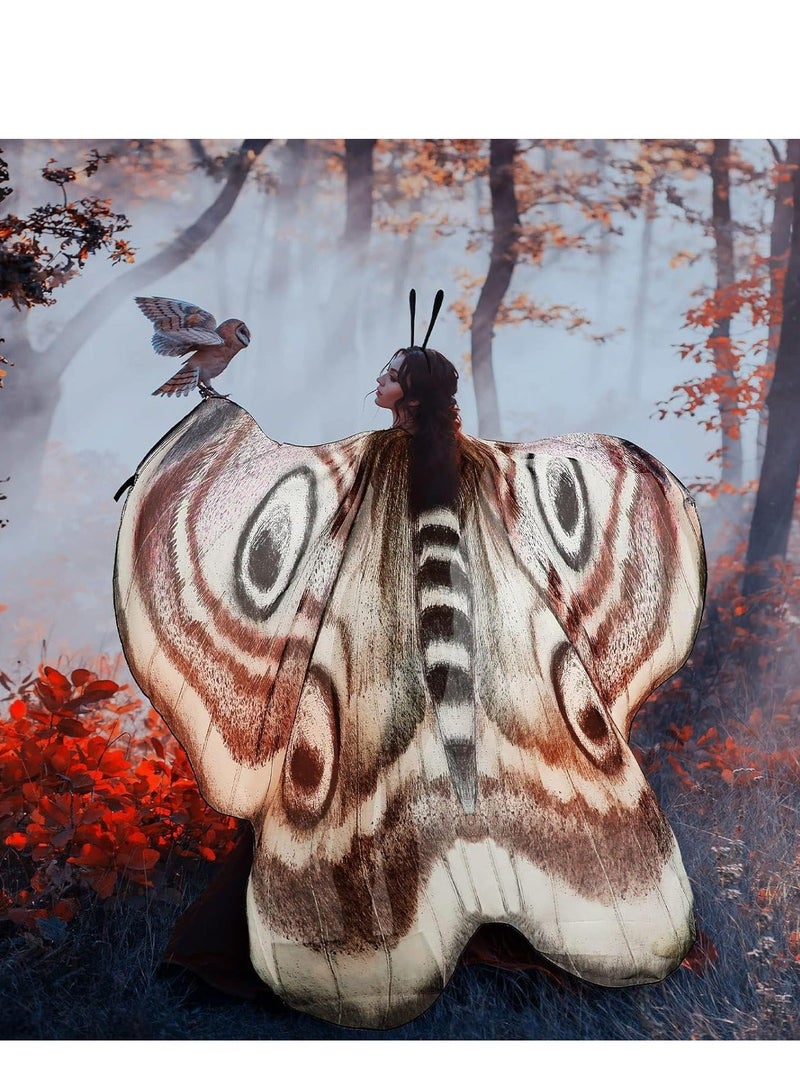 Moth Wings Butterfly Shawl Cape Costume Accessory with Headband for Women Girl - Image 3