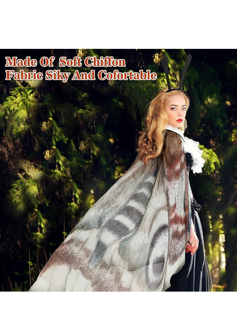 Moth Wings Butterfly Shawl Cape Costume Accessory with Headband for Women Girl - Image 2