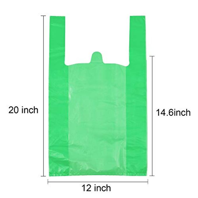 LazyMe T Shirt Bags, Plastic Grocery Bags with Handles in Bulk for Shopping and Restaurant, Bolsas De Plastico Para Negocio, 12 x 20 Inches (Red 50 Pcs, Green 50 Pcs) - Image 2