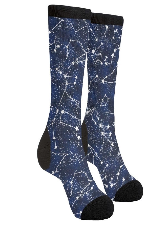 MOLIAN Unisex Fun Novelty Crazy Crew Socks Glow In The Dark Constellations Dress Socks - Image 1