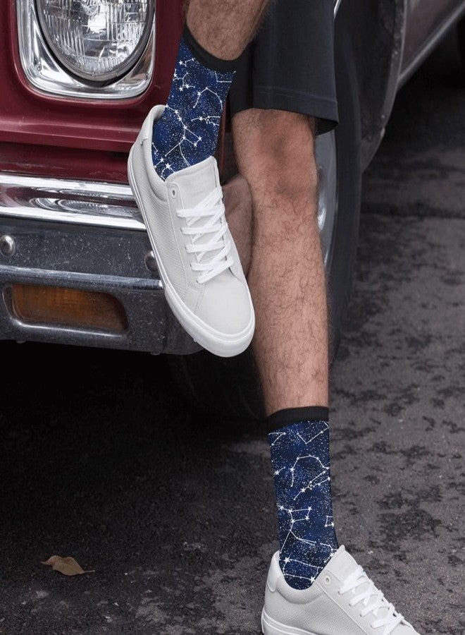 MOLIAN Unisex Fun Novelty Crazy Crew Socks Glow In The Dark Constellations Dress Socks - Image 4