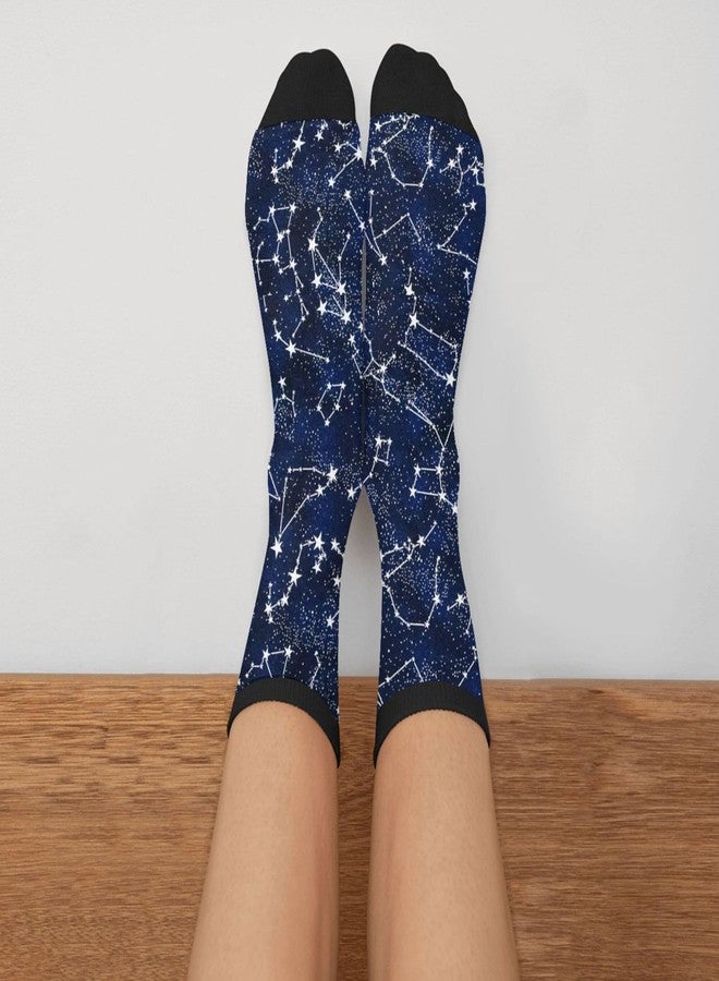 MOLIAN Unisex Fun Novelty Crazy Crew Socks Glow In The Dark Constellations Dress Socks - Image 3