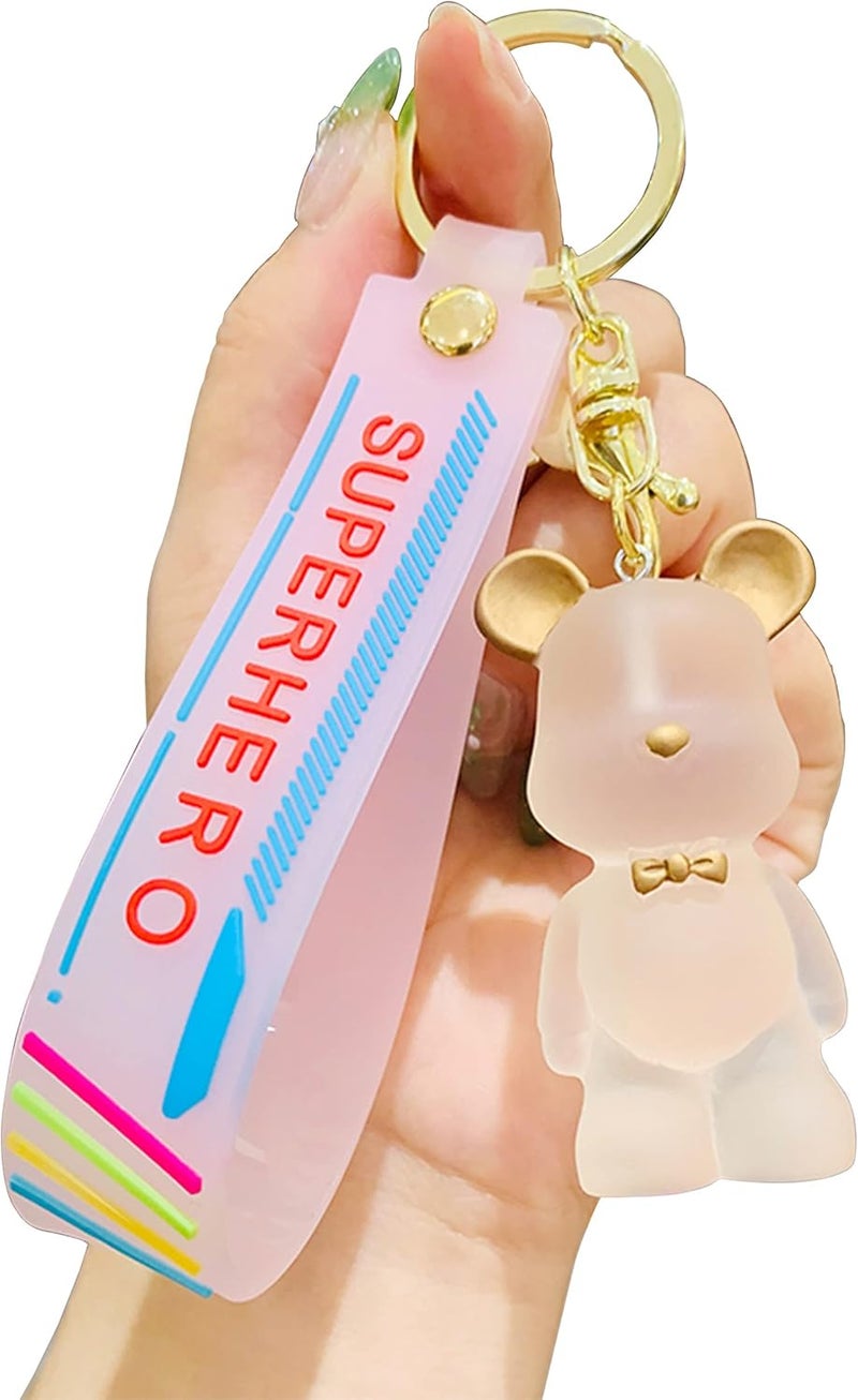 Zikra Adorable Cute Pink Bear Keychain - 1Pcs Key Ring Accessories for Women & Girls, Ideal for Car Keys, Handbags, Backpacks & Wallets, Charming Keychain Bracelet - Image 1